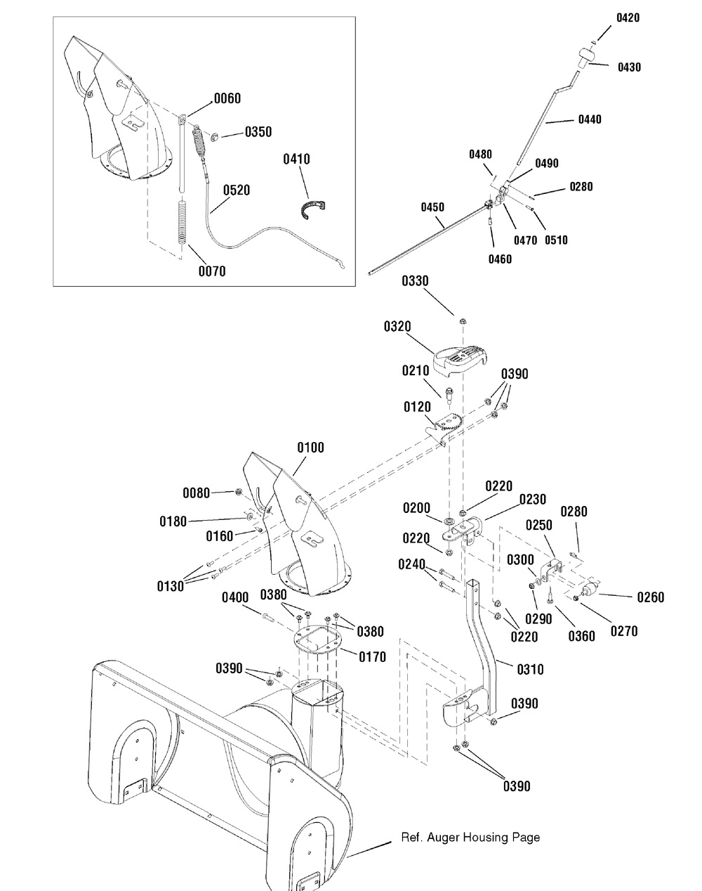 Chute And Rotation Group Diagram and Parts List for 1695807-LP25937-827E 2010 Briggs and Stratton Snow Blower